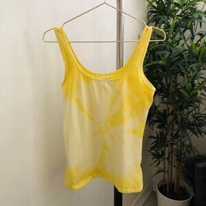 Custom tie dye tank top | yellow xs/s